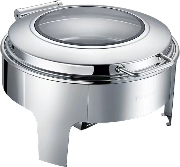 ชุดอุ่นอาหาร ทรงกลม ฝาแบนกระจก ปิดอัตโนมัติ 6L (1ชุด)