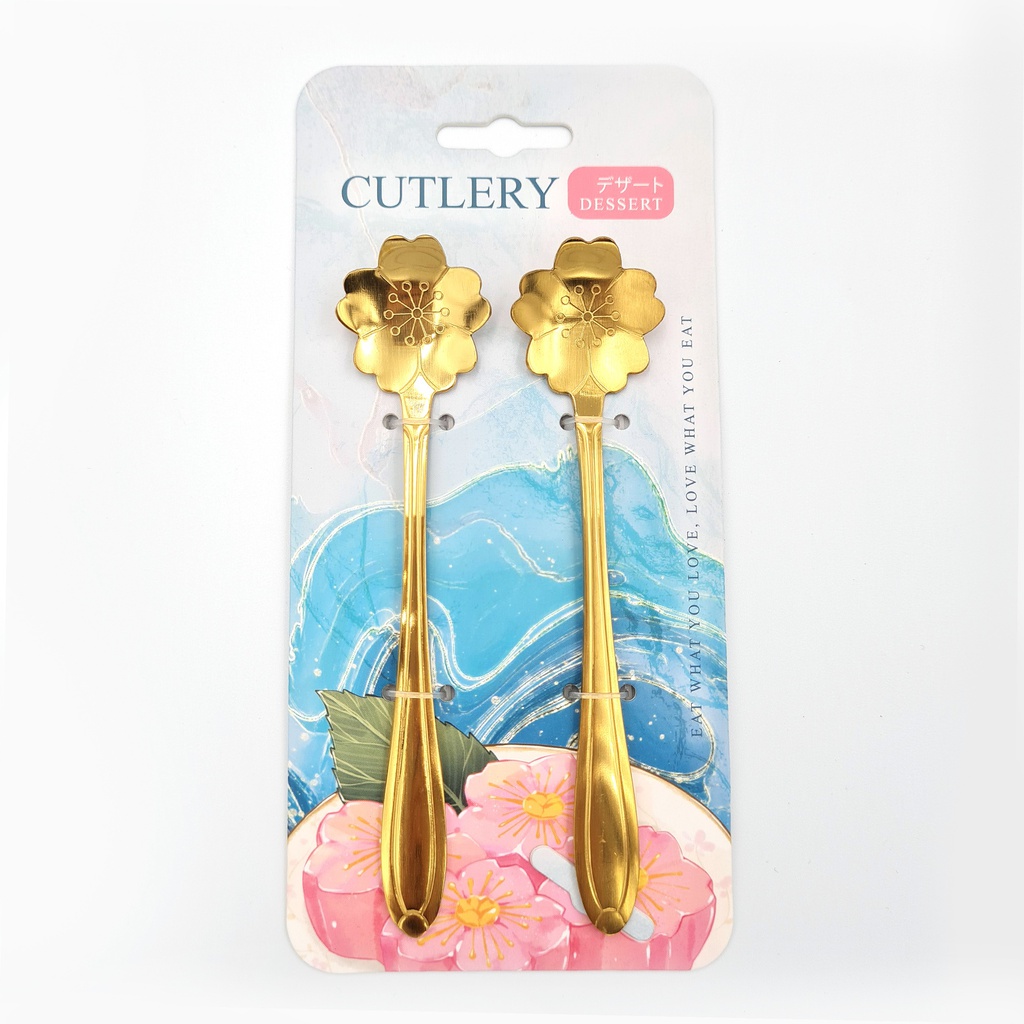 ช้อนขนมหวาน  ลายซากุระ (ทอง) (600แพ็ก)