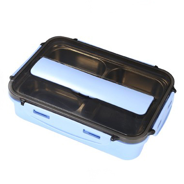 กล่องเบนโตะ 3ช่อง 19.5x27x7.5ซม. (Blue) (48ใบ)