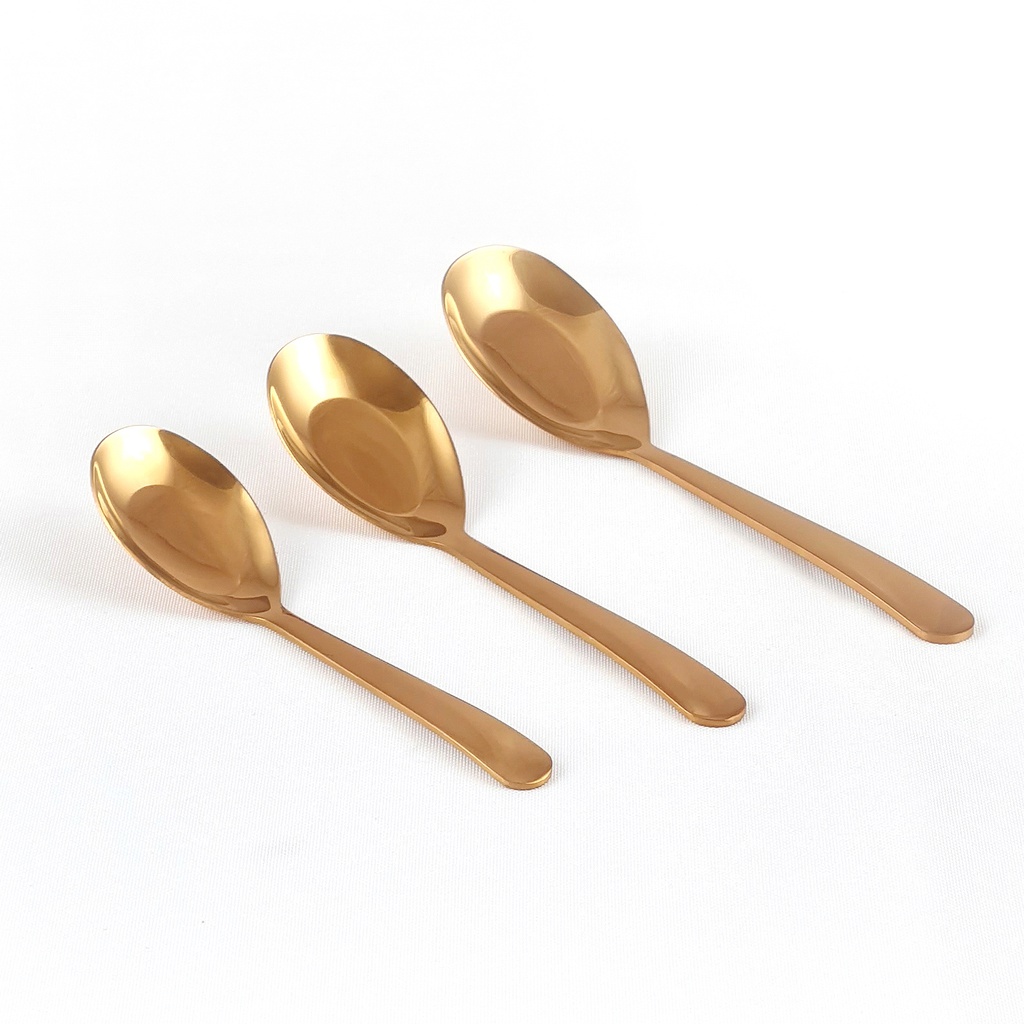 小号圆柄平底匙14.7cm-镀玫瑰金