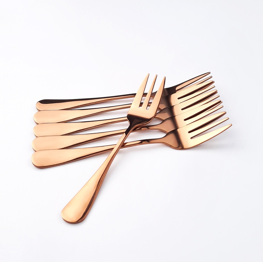 ส้อมขนมหวาน เรียบปลายมน (โรสโกลด์) (120แพ็ก)