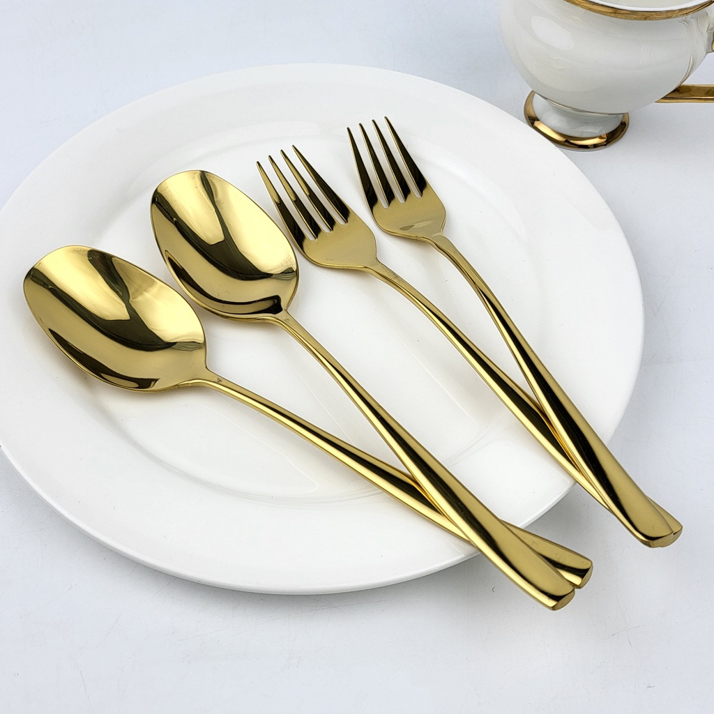 ชุดช้อนส้อม เคลือบทอง แพ็ก2คู่ (60แพ็ก)