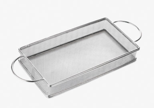 304ตะกร้าของทอด ทรงเหลี่ยม2หู ตาถี่ สีเงิน 25.5*13.5*4.5ซม.(48อัน)