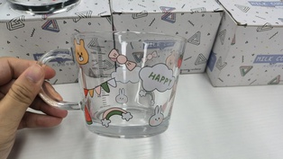 02 แก้วใสพิมพ์ลายการ์ตูน 350ML แพค6ชิ้น