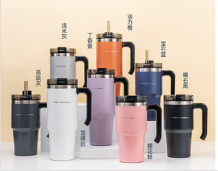 600ML แก้วสแตนเลสฝาปิดมีหูจับ-Purple (36ใบ)